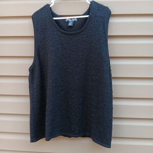 Gladys Bagley 2x Black Beaded Top Shell Tank